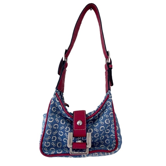 Guess Handbags - Guess Vintage 90s Y2K Blue Red Denim Mini Purse with Large Buckle